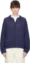 Document Navy Hanji Paper Open Net Cardigan In Navy