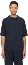 Document Navy Three-button Polo In Navy