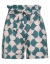 Dodici22 Woman Shorts & Bermuda Shorts Deep Teal Size 6 Polyester In Green