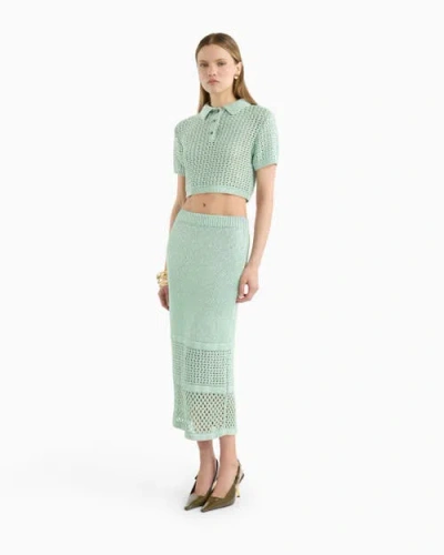 Dodiee Adalyn Crochet Polo In Green