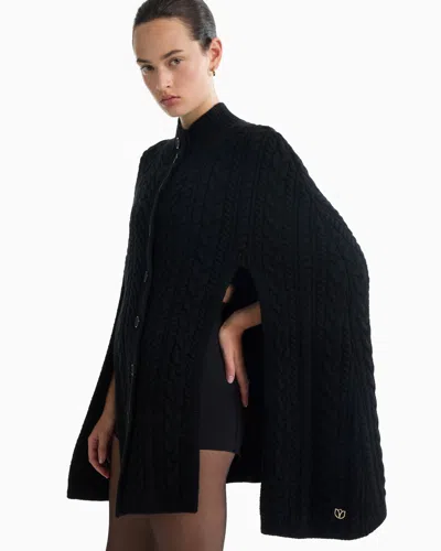Dodiee Amy Cable-knit Cape Cardigan In Noir In Black