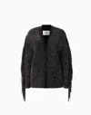 Dodiee Billie Fringe Sequin Cardigan In Rainbow In Black