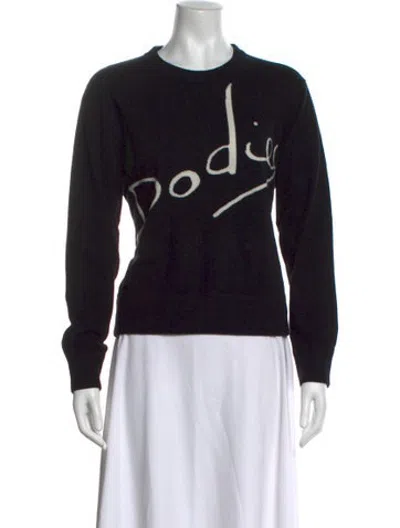 Pre-owned Dodiee Cashmere Graphic Print Sweater In Black