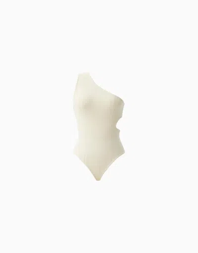 Dodiee Ciara Sculpt-knit Bodysuit In Cream In White
