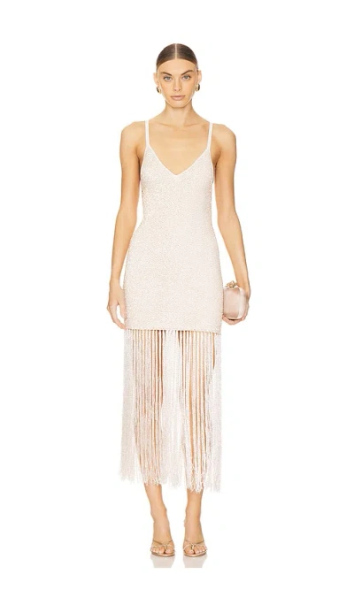Dodiee Crochet Sequin Gown In Cream & Gold