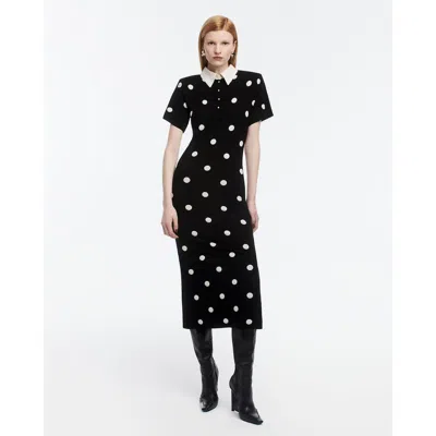 Dodiee Devon Polka Dot Midi Dress In Black