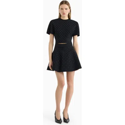 Dodiee Elodie Jeweled Flare Skirt In Black