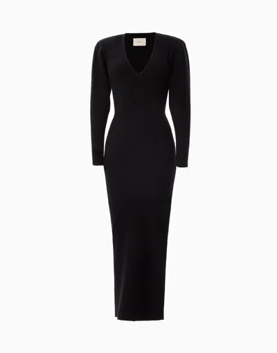 Dodiee Eve Deep V Shoulder Maxi Dress In Noir In Black