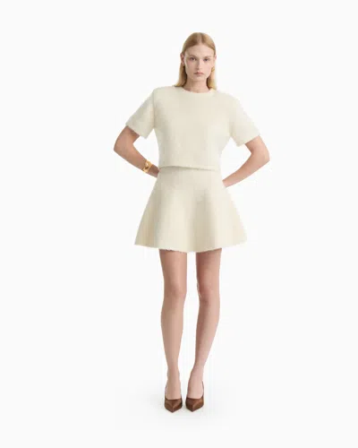 Dodiee Farah Alpaca Wool Mini Circular Skirt In Cream In White