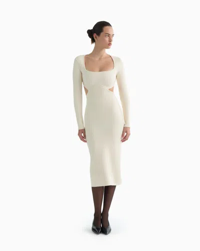 Dodiee Helena Cashmere Midi Dress In Cream In White