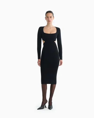 Dodiee Helena Cashmere Midi Dress In Noir In Black