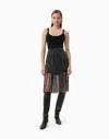 Dodiee Ivy Fringe Sequin Skirt In Black Silver In Black
