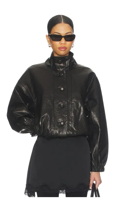 Dodiee Kate Leather Bomber In Black