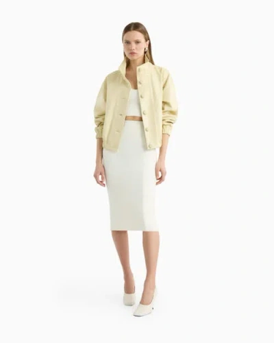 Dodiee Kate Leather Bomber In Yellow