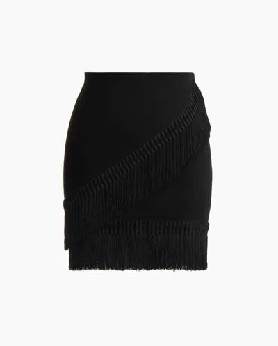 Dodiee Kim Fringe Mini Skirt In Noir In Black