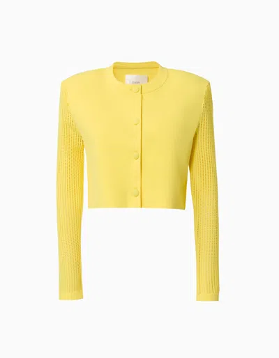 Dodiee Lila Bolero With Pointelle-knit Sleeves In Yellow
