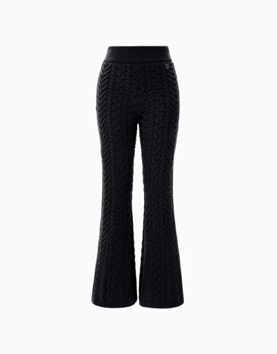 Dodiee Lily Cable-knit Wide Leg Pant In Noir In Black