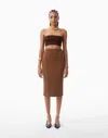 Dodiee Mila Cable-knit Midi Skirt In Camel In Brown