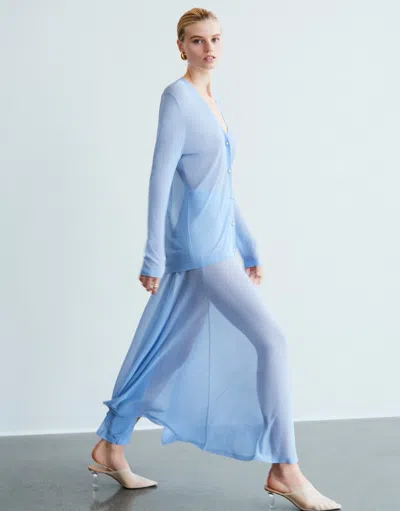 Dodiee Paz Sheer Maxi Skirt In Light Blue