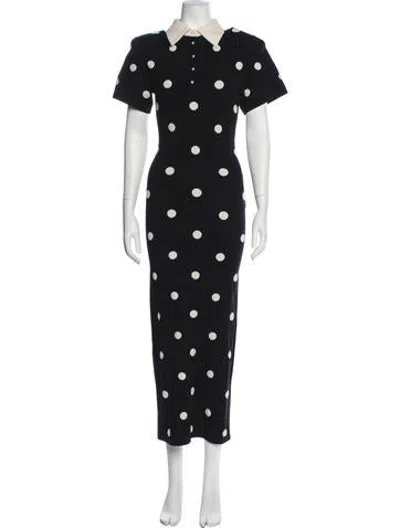 Pre-owned Dodiee Polka Dot Print Long Dress In Black