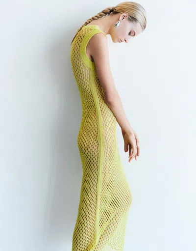 Dodiee Rani Open-knit Crochet Dress In Yellow