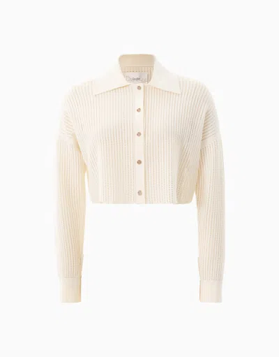 Dodiee Ren Cropped Pointelle Shirt In Cream In Neutral