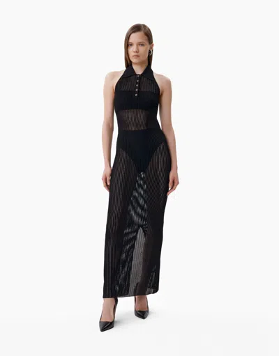 Dodiee Rey Pointelle Maxi Dress In Noir In Black