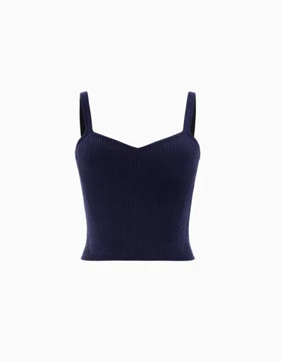 Dodiee Rosa Silk Tank Top In Navy In Blue