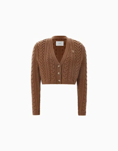 Dodiee Sadie Cable-knit Cardigan In Camel In Brown