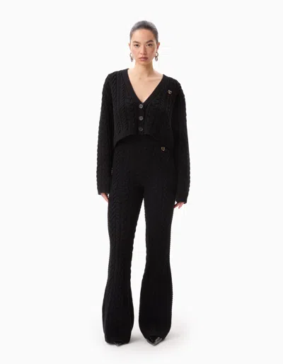 Dodiee Sadie Cable-knit Cardigan In Noir In Black