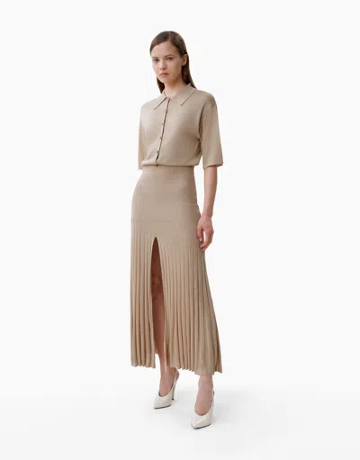Dodiee Veda Silk Maxi Dress In Oatmeal In Brown