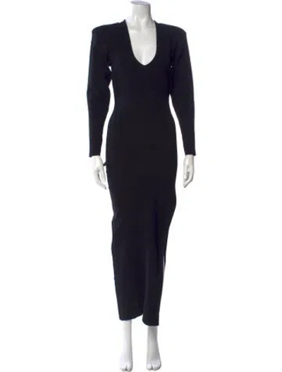 Pre-owned Dodiee V-neck Long Dress In Black