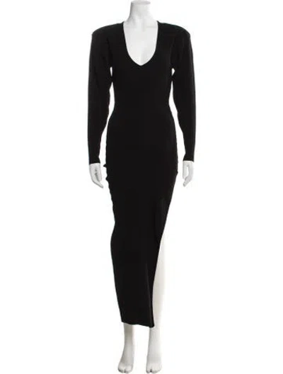 Pre-owned Dodiee V-neck Long Dress In Black
