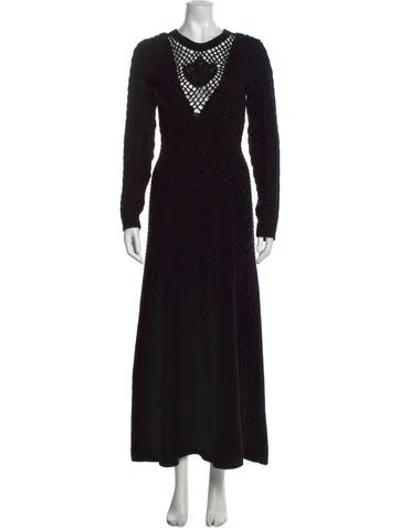 Pre-owned Dodiee Wool Long Dress In Black