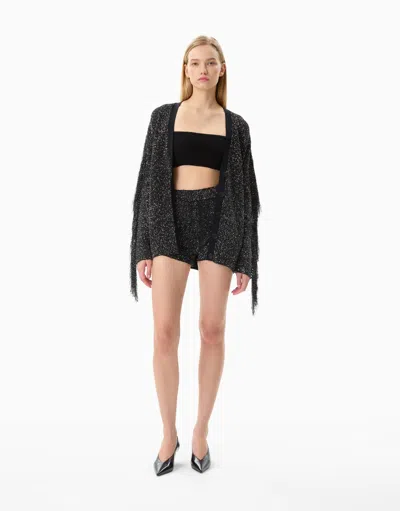 Dodiee Zoe Sequin Shorts In Rainbow In Black