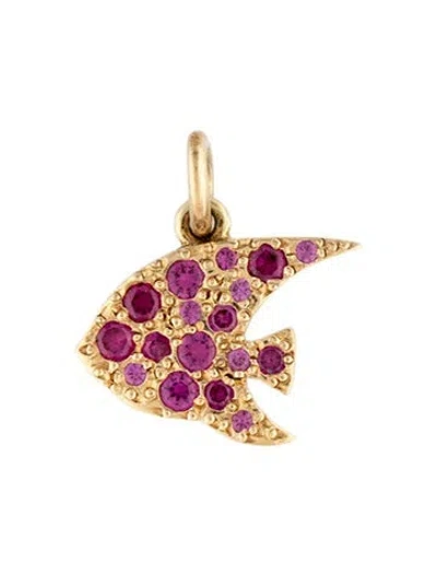 Pre-owned Dodo 18k Ruby Angel Fish Charm In Multicolor