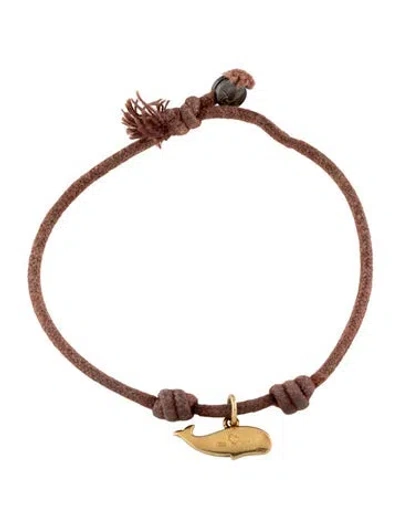 Pre-owned Dodo 18k Whale Charm Cord Bracelet, 7" In Brown