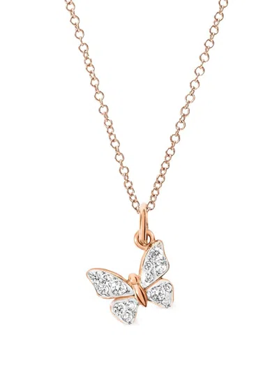 Dodo 9kt Rose Gold Butterfly Diamond Charm