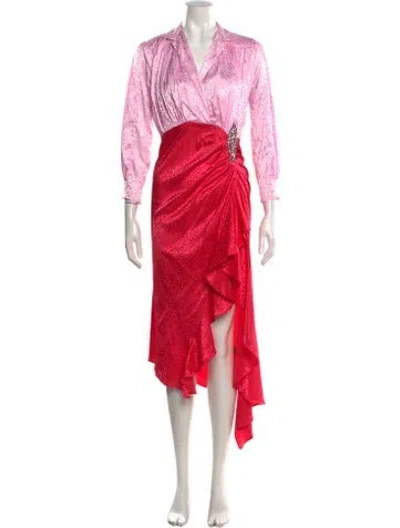 Pre-owned Dodo Bar Or Animal Print Midi Length Dress In Purple