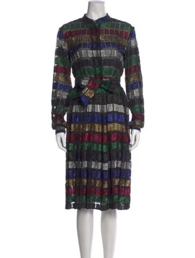 Pre-owned Dodo Bar Or Colorblock Pattern Midi Length Dress W/ Tags In Black