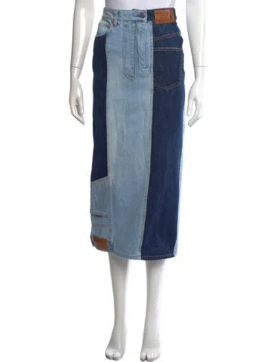 Pre-owned Dodo Bar Or Colorblock Pattern Midi Length Skirt W/ Tags In Blue
