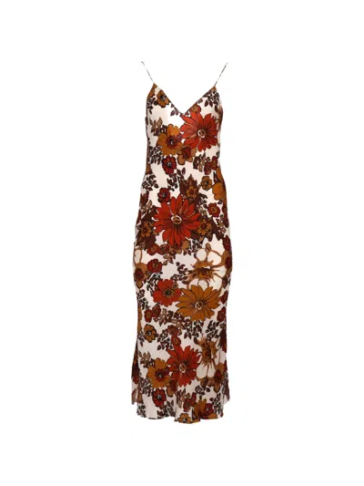 Pre-owned Dodo Bar Or Corinna Floral-print Midi Dress In Neutral