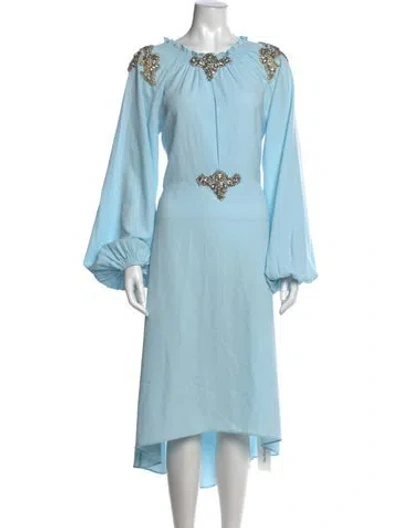Pre-owned Dodo Bar Or Crew Neck Midi Length Dress In Blue
