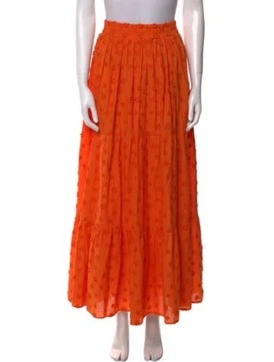 Pre-owned Dodo Bar Or Embroidered Accent Midi Length Skirt In Orange