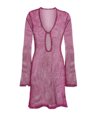 Dodo Bar Or Ethan Crochet Minidress In Pink