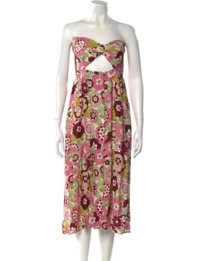 Pre-owned Dodo Bar Or Floral Print Knee-length Dress In Pink