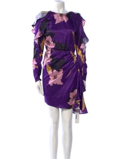 Pre-owned Dodo Bar Or Floral Print Knee-length Dress In Purple