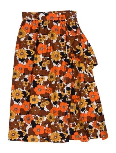 Pre-owned Dodo Bar Or Floral Print Knee-length Skirt In Orange