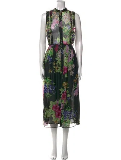 Pre-owned Dodo Bar Or Floral Print Long Dress In Black