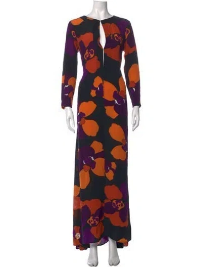 Pre-owned Dodo Bar Or Floral Print Long Dress In Black